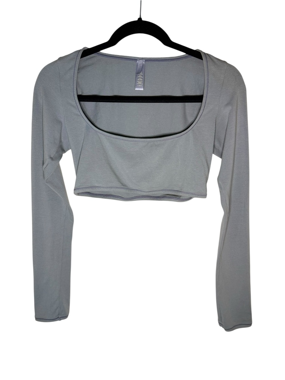 SKIMS Long Sleeve Scoop Neck Crop Top Gray Size Large Soft Lounge - Picture 2 of 8